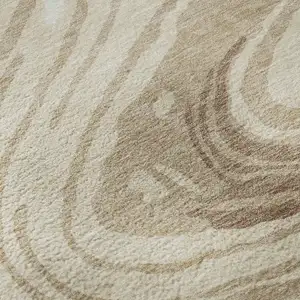 Photo of Beige Green And Taupe Abstract Washable Area Rug With UV Protection