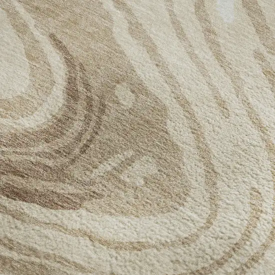 Beige Green And Taupe Abstract Washable Area Rug With UV Protection Photo 2