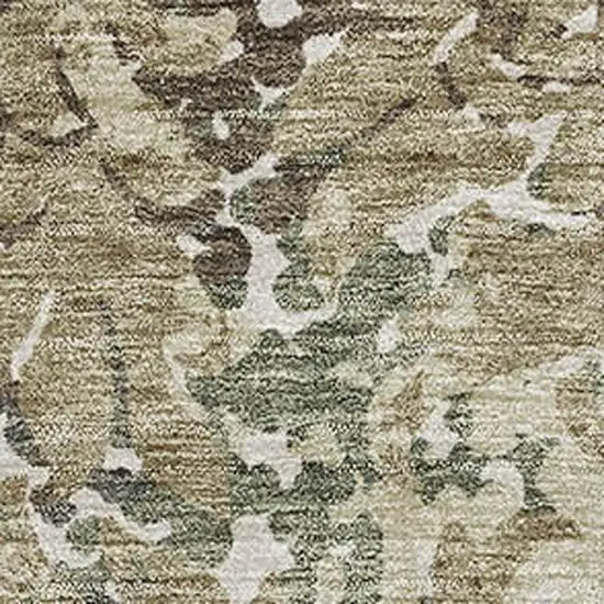 Beige Green And Taupe Floral Washable Area Rug With UV Protection Photo 3
