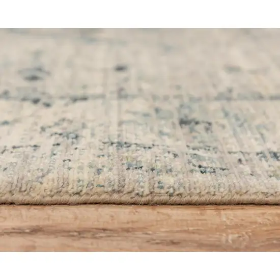 Beige Green Ivory And Blue Wool Medallion Hand Carved Handmade Area Rug Photo 5