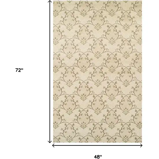 Beige Floral Vines Area Rug Photo 3