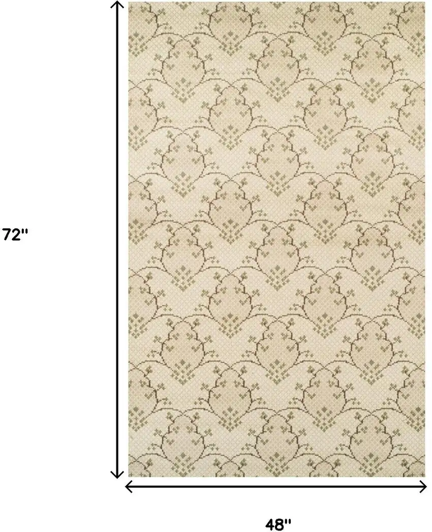 Beige Floral Vines Area Rug Photo 3