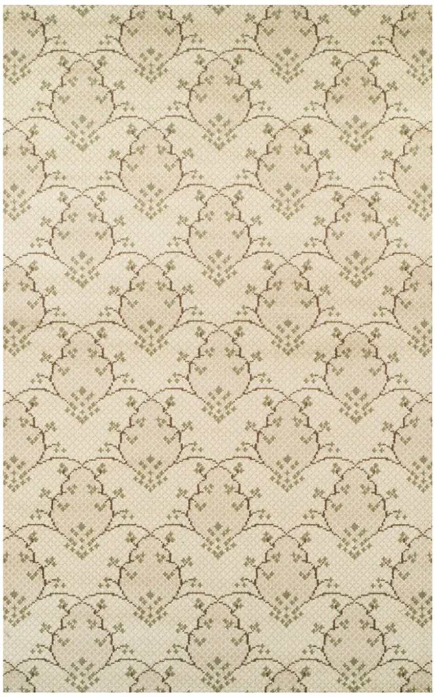 Beige Green and Brown Floral Vines Stain Resistant Area Rug Photo 1