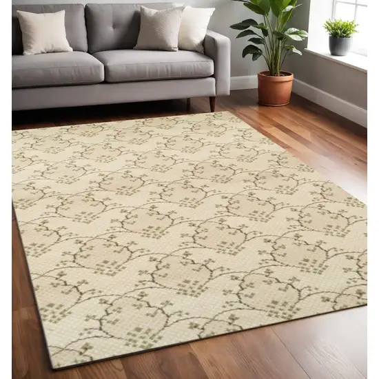 Beige Floral Vines Area Rug Photo 1