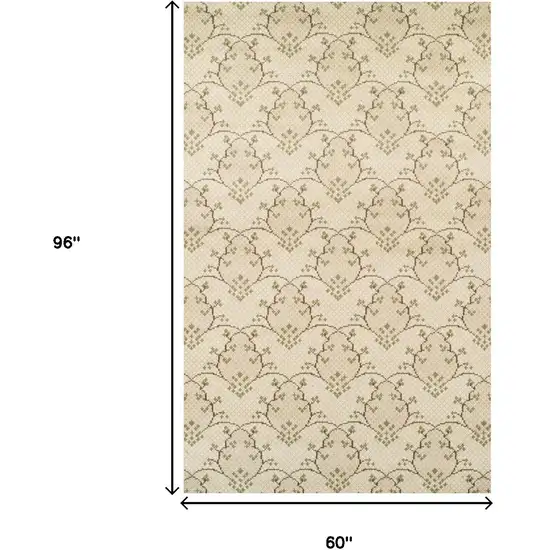 Beige Floral Vines Area Rug Photo 3