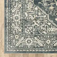 Photo of Beige Grey And Blue Oriental Power Loom Stain Resistant Area Rug