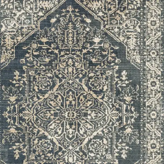 Beige Grey And Blue Oriental Power Loom Stain Resistant Area Rug Photo 5