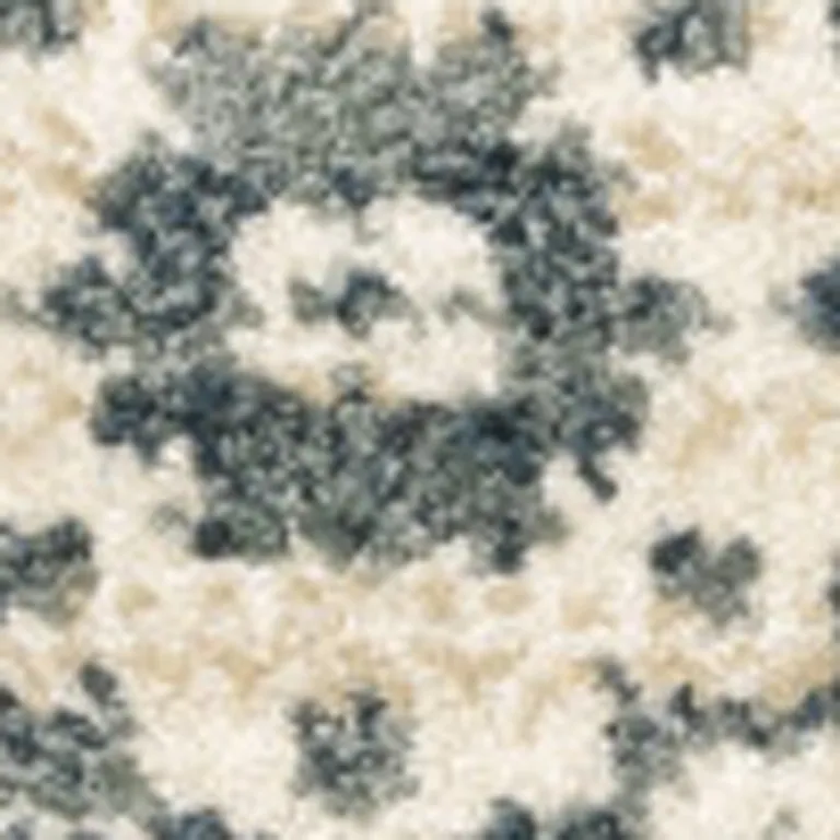 Beige Grey And Blue Oriental Power Loom Stain Resistant Area Rug Photo 3