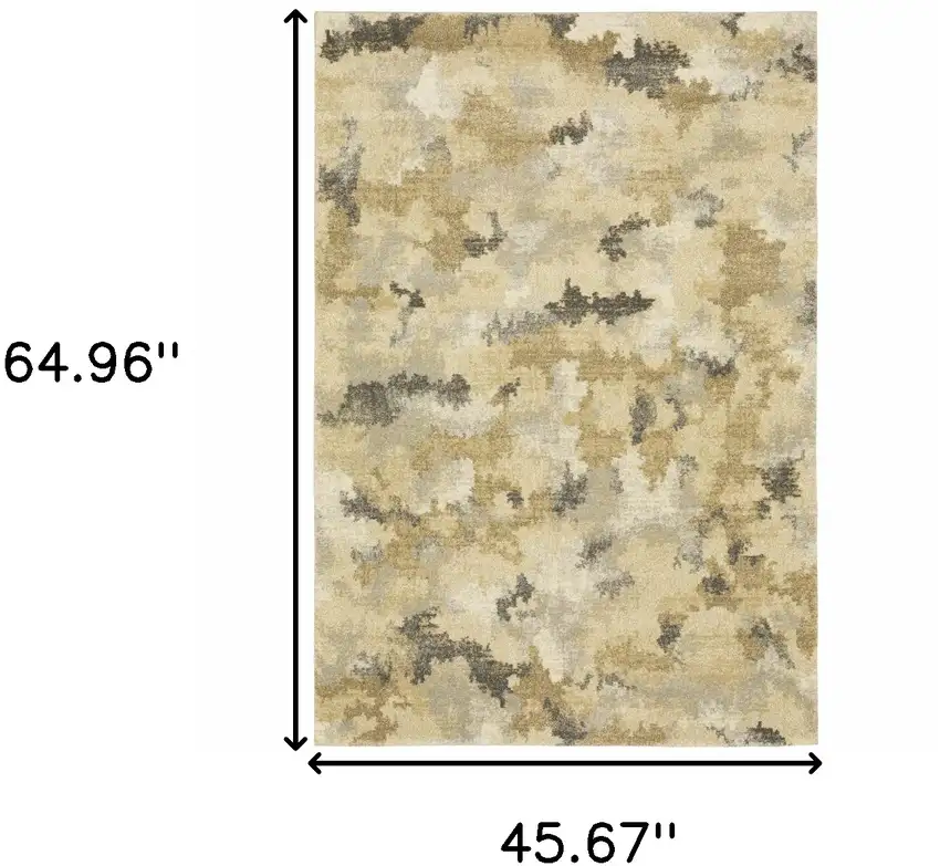 Beige Grey And Gold Abstract Power Loom Stain Resistant Area Rug Photo 10