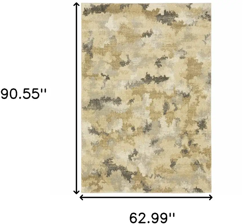 Beige Grey And Gold Abstract Power Loom Stain Resistant Area Rug Photo 10