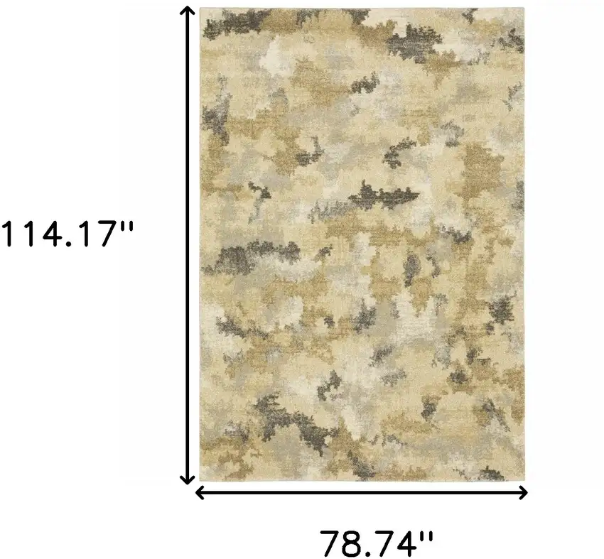 Beige Grey And Gold Abstract Power Loom Stain Resistant Area Rug Photo 10
