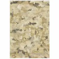 Photo of Beige Grey And Gold Abstract Power Loom Stain Resistant Area Rug