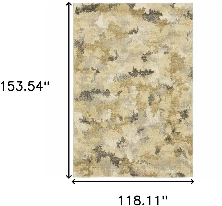 Beige Grey And Gold Abstract Power Loom Stain Resistant Area Rug Photo 10