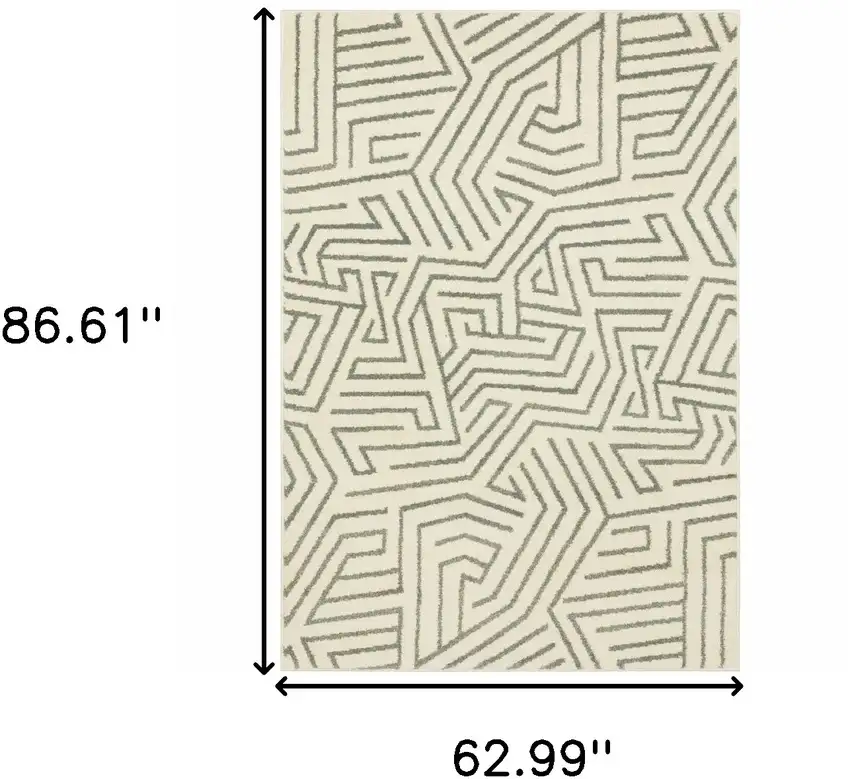 Beige Grey And Light Blue Geometric Power Loom Stain Resistant Area Rug Photo 9