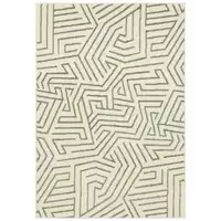 Photo of Beige Grey And Light Blue Geometric Power Loom Stain Resistant Area Rug