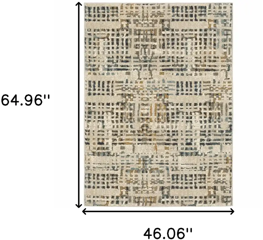 Beige Grey Blues Orange Yellow And Ivory Abstract Power Loom Stain Resistant Area Rug Photo 10