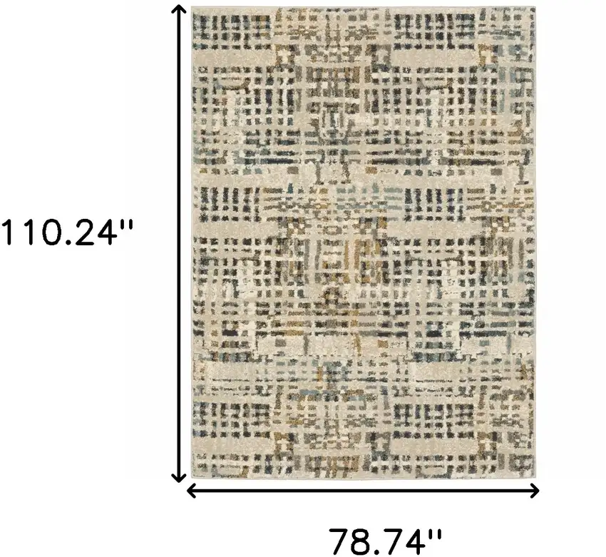Beige Grey Blues Orange Yellow And Ivory Abstract Power Loom Stain Resistant Area Rug Photo 10