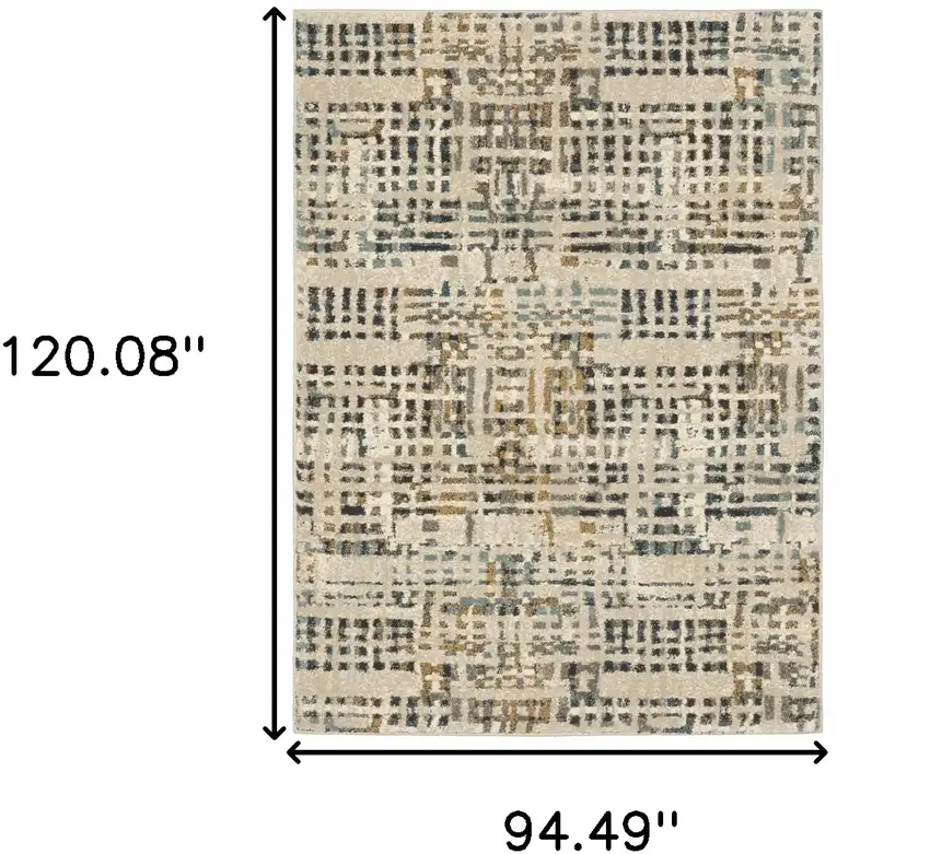 Beige Grey Blues Orange Yellow And Ivory Abstract Power Loom Stain Resistant Area Rug Photo 10