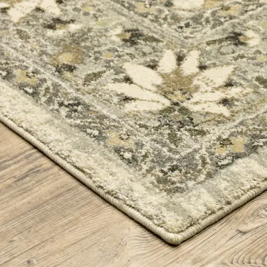 Beige Grey Brown And Charcoal Oriental Power Loom Stain Resistant Area Rug Photo 5