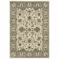 Photo of Beige Grey Brown And Charcoal Oriental Power Loom Stain Resistant Area Rug