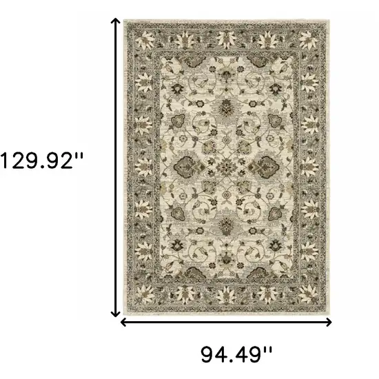 Beige Grey Brown And Charcoal Oriental Power Loom Stain Resistant Area Rug Photo 3