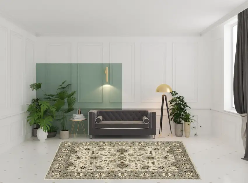 Beige Grey Brown And Charcoal Oriental Power Loom Stain Resistant Area Rug Photo 3