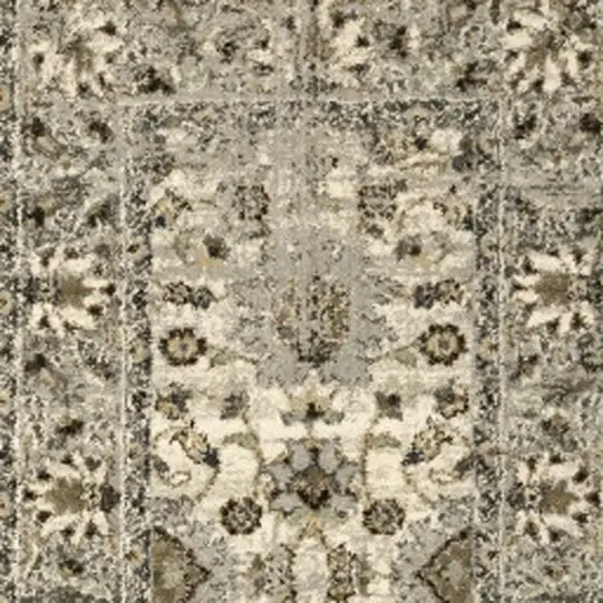 2' X 8' Beige Grey Brown And Charcoal Oriental Power Loom Stain Resistant Runner Rug Photo 4