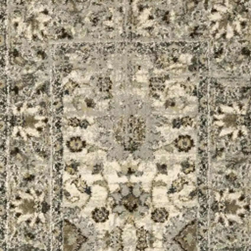 2' X 8' Beige Grey Brown And Charcoal Oriental Power Loom Stain Resistant Runner Rug Photo 4