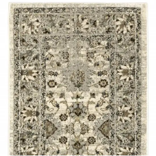 2' X 8' Beige Grey Brown And Charcoal Oriental Power Loom Stain Resistant Runner Rug Photo 5