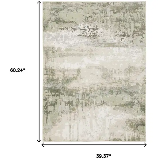 Beige Grey Brown And Sage Green Abstract Power Loom Stain Resistant Area Rug Photo 3