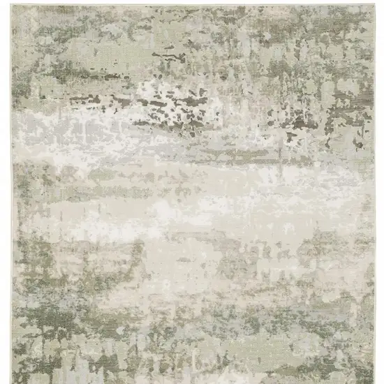 Beige Grey Brown And Sage Green Abstract Power Loom Stain Resistant Area Rug Photo 5