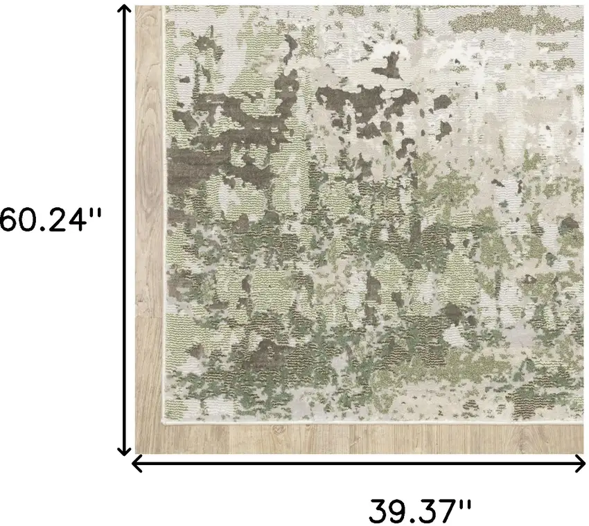 Beige Grey Brown And Sage Green Abstract Power Loom Stain Resistant Area Rug Photo 10