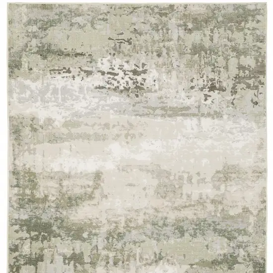 Beige And Green Abstract Distressed Area Rug Photo 4