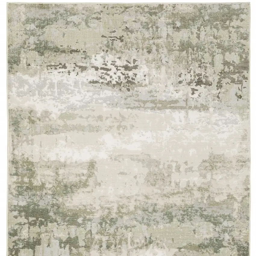 Beige And Green Abstract Distressed Area Rug Photo 4