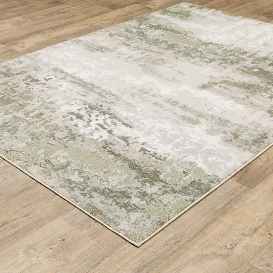 Beige Grey Brown And Sage Green Abstract Power Loom Stain Resistant Area Rug Photo 5