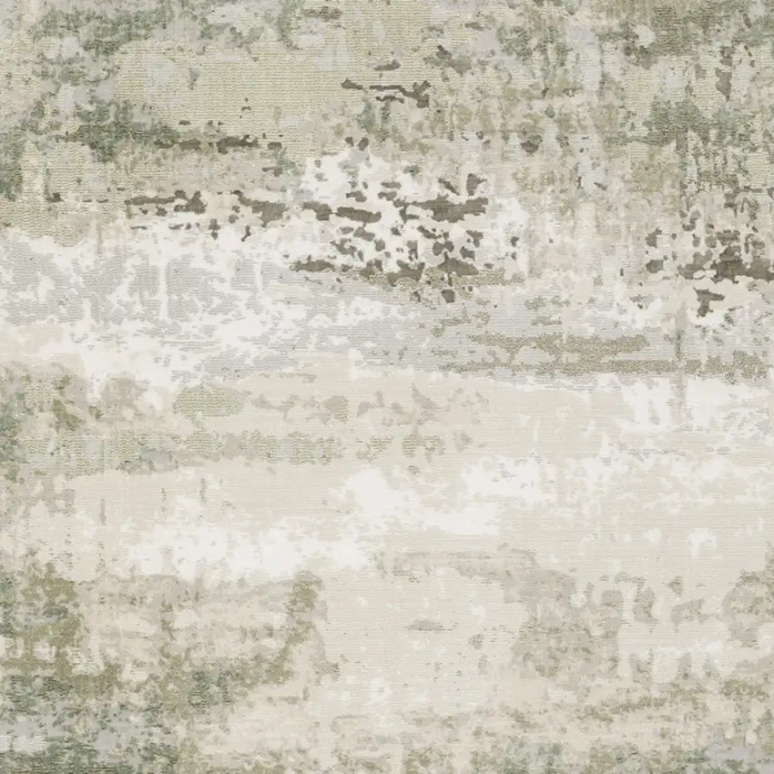 Beige And Green Abstract Distressed Area Rug Photo 3