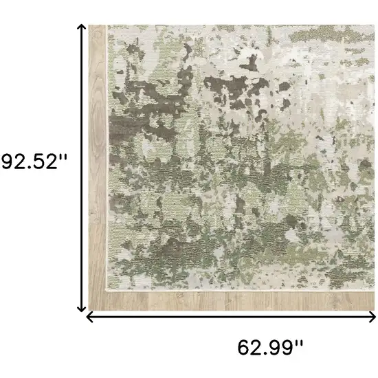 Beige Grey Brown And Sage Green Abstract Power Loom Stain Resistant Area Rug Photo 10