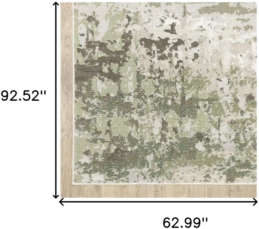Beige Grey Brown And Sage Green Abstract Power Loom Stain Resistant Area Rug Photo 10