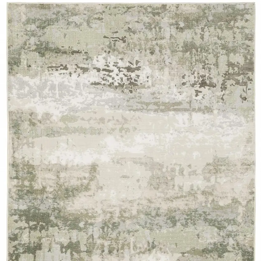 6' X 9' Beige Grey Brown And Sage Green Abstract Power Loom Stain Resistant Area Rug Photo 3