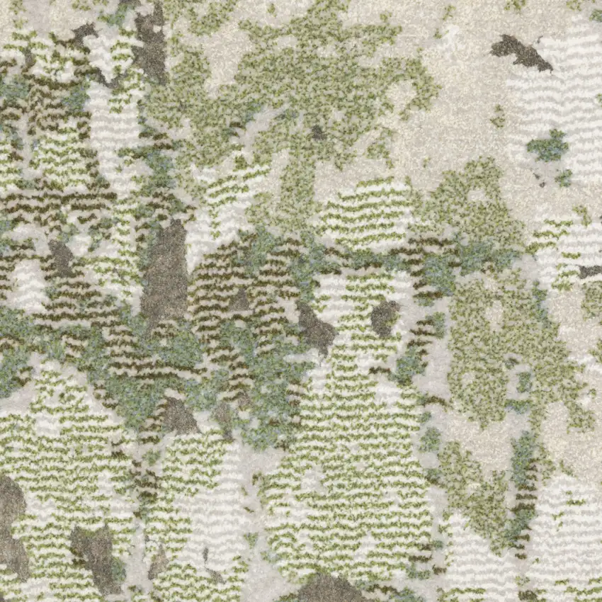 Beige Grey Brown And Sage Green Abstract Power Loom Stain Resistant Area Rug Photo 4