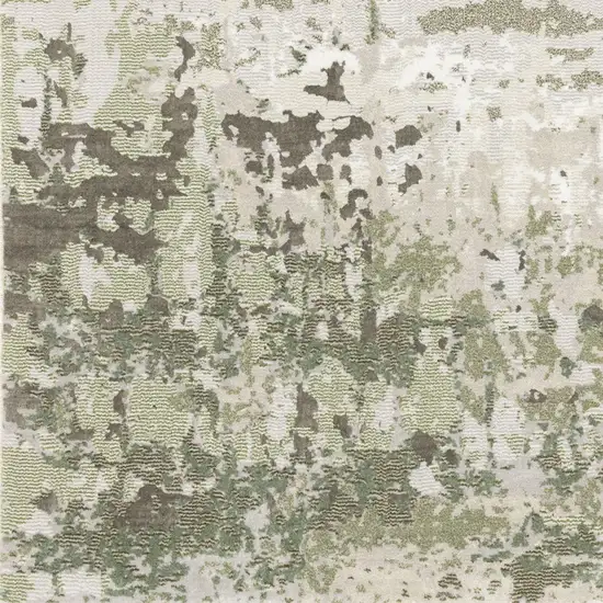 Beige Grey Brown And Sage Green Abstract Power Loom Stain Resistant Area Rug Photo 11