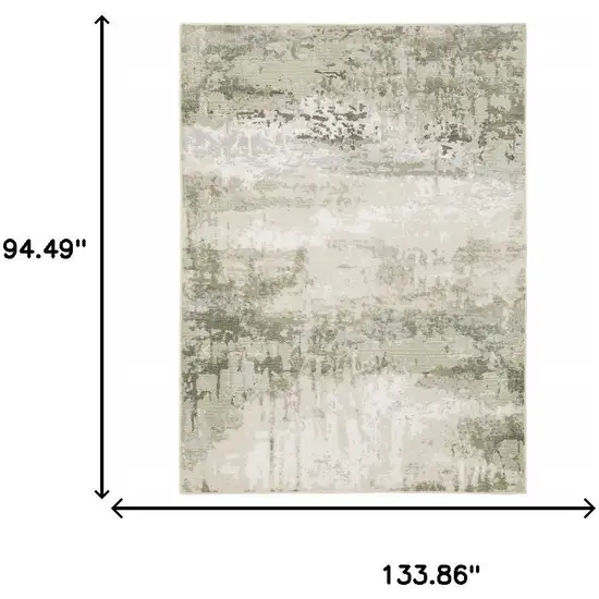 Beige Grey Brown And Sage Green Abstract Power Loom Stain Resistant Area Rug Photo 3