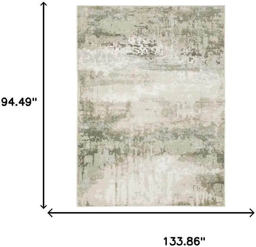 Beige Grey Brown And Sage Green Abstract Power Loom Stain Resistant Area Rug Photo 3