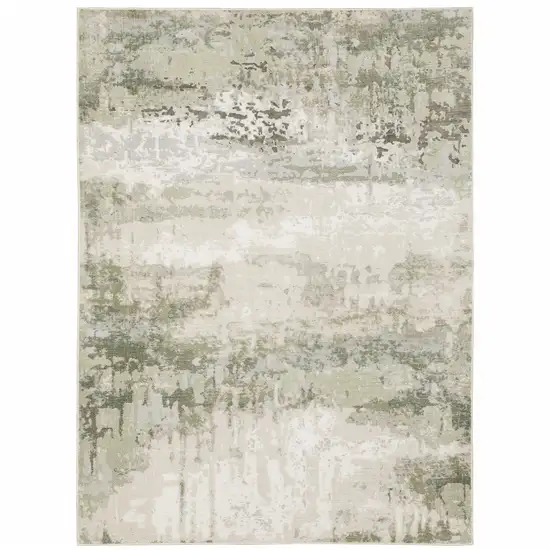 Beige Grey Brown And Sage Green Abstract Power Loom Stain Resistant Area Rug Photo 2