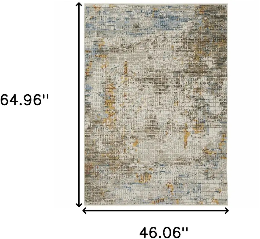 Beige Grey Brown Gold Red And Blue Abstract Power Loom Stain Resistant Area Rug With Fringe Photo 9