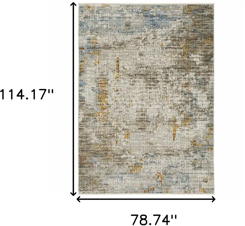 Beige Grey Brown Gold Red And Blue Abstract Power Loom Stain Resistant Area Rug With Fringe Photo 9