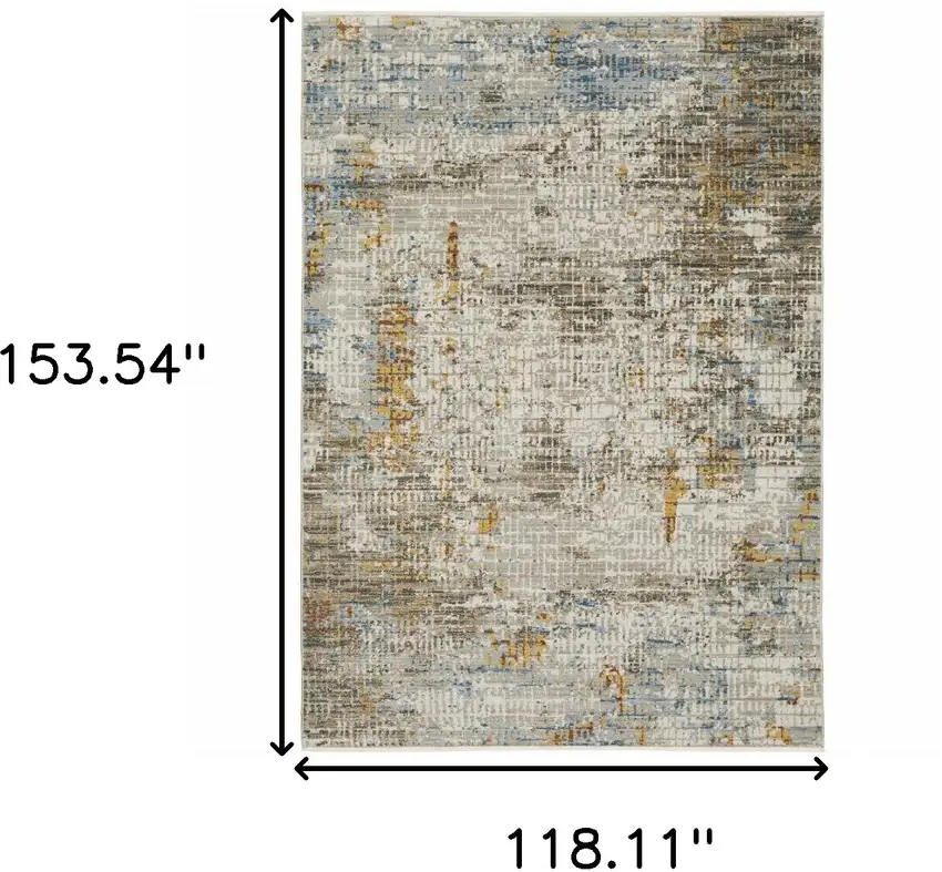 Beige Grey Brown Gold Red And Blue Abstract Power Loom Stain Resistant Area Rug With Fringe Photo 9