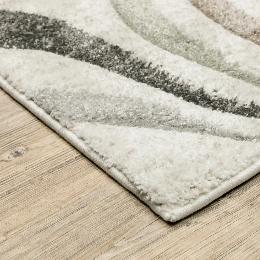 Beige Grey Brown Sage Pale Blue Tan And Charcoal Abstract Power Loom Stain Resistant Area Rug Photo 3