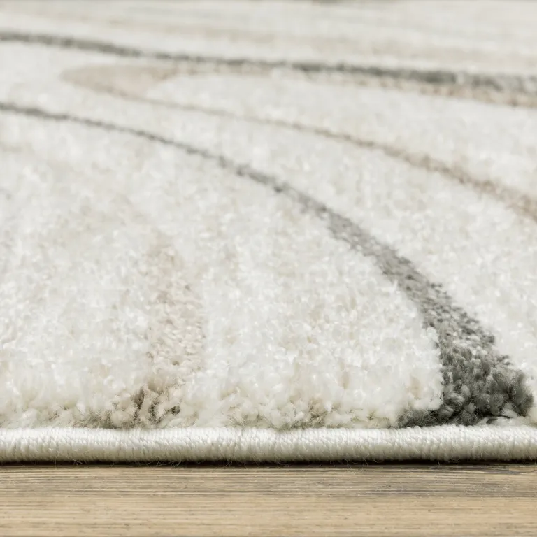 Beige Grey Brown Sage Pale Blue Tan And Charcoal Abstract Power Loom Stain Resistant Area Rug Photo 5