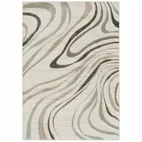 Photo of Beige Grey Brown Sage Pale Blue Tan And Charcoal Abstract Power Loom Stain Resistant Area Rug